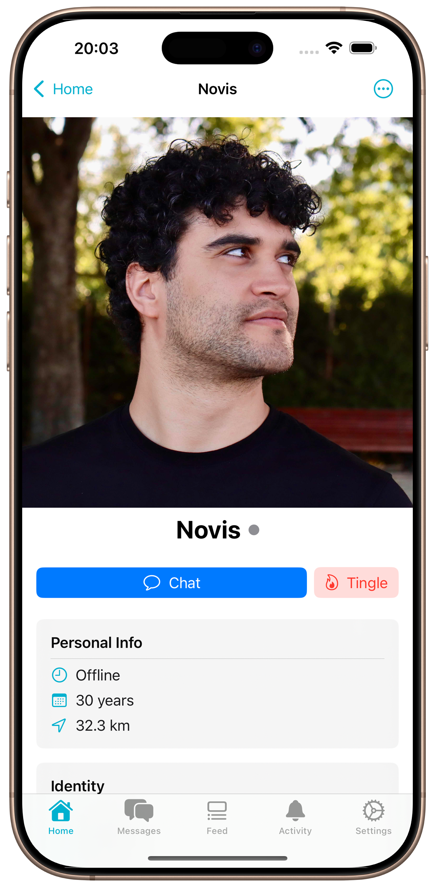 TingleIN App Interface showing profiles on an iPhone